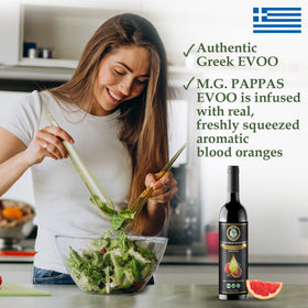 M.G. PAPPAS Koroneiki olives bottle emphasizing single-origin heritage
