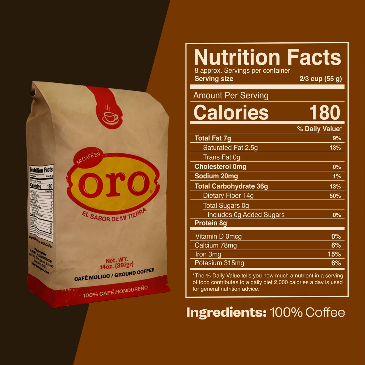 Mi Cafe Es Oro resealable bag closeup preserving freshness