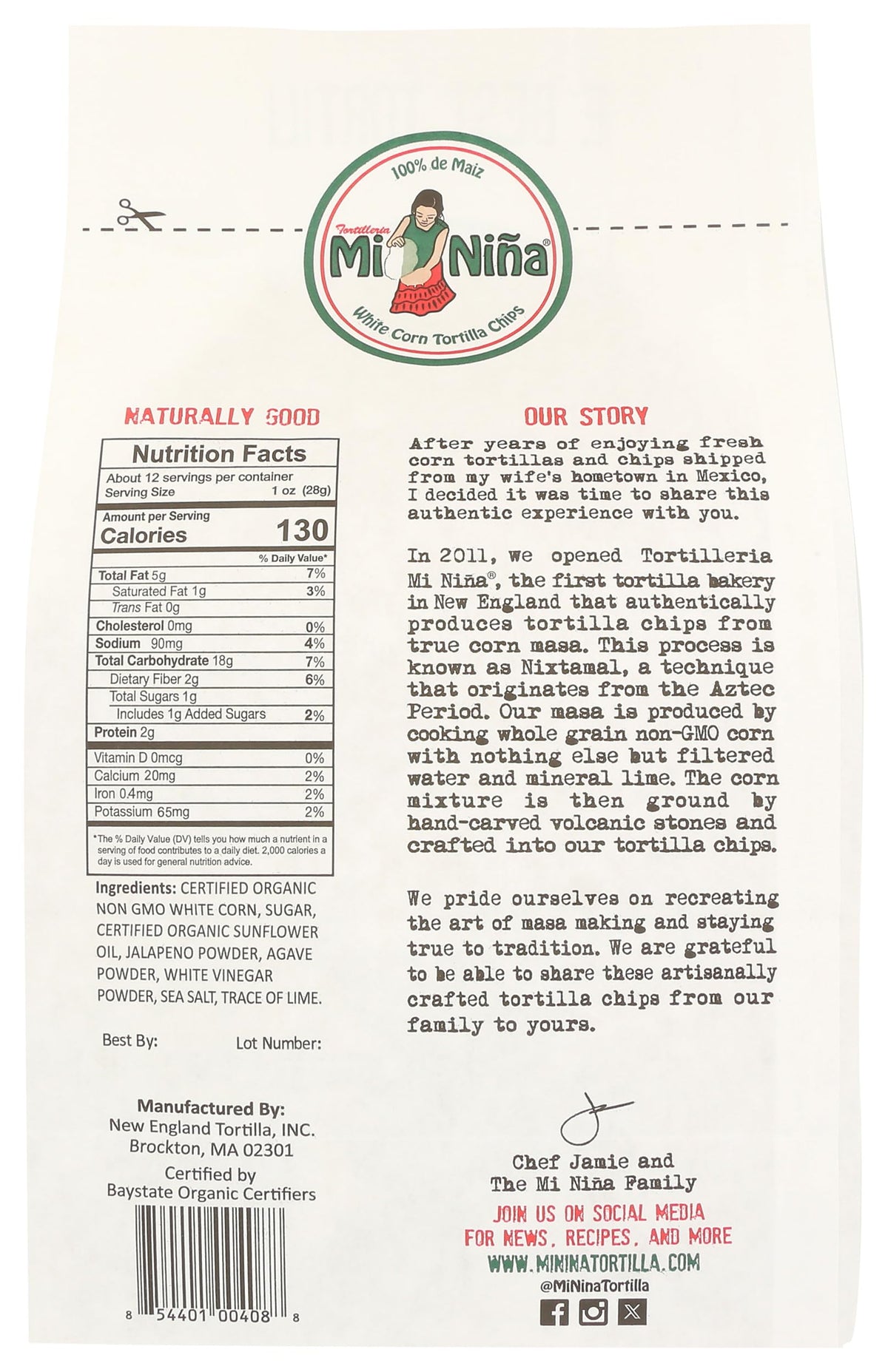 Mi Nina Jalapeño Agave chips closeup shows crisp tortilla edges.