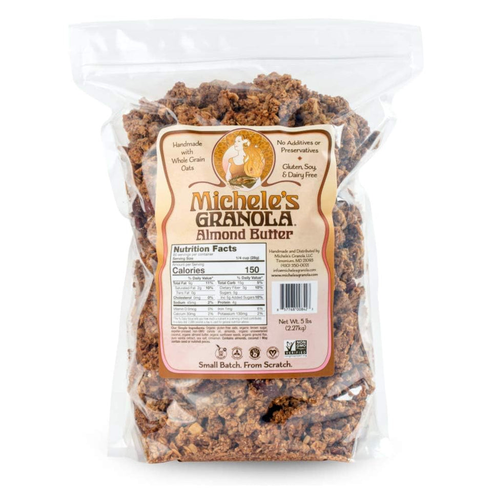 Michele’s Granola Almond Butter granola bag for bulk pantry storage and quick snacking.