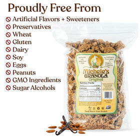 Michele's Granola Original oatmeal topping highlighting texture and flavor during morning routines.