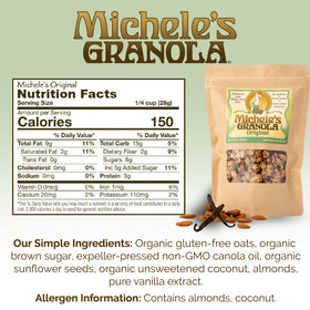 Michele's Granola Original yogurt parfait layered with fruit adds wholesome crunch.