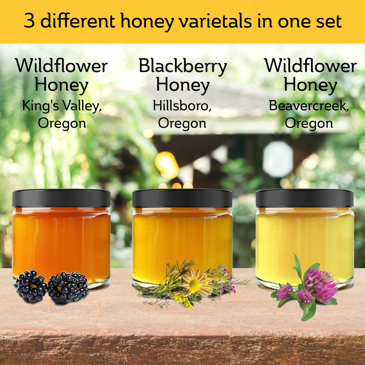 Mickelberry Gardens dark wildflower honey jar for richer, bold honey flavor.