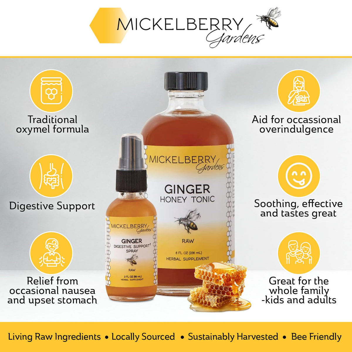 Mickelberry Gardens ginger honey tonic pour demonstrating convenient dosing