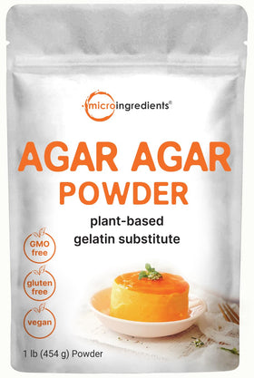 Micro Ingredients agar-agar powder pouch, vegan thickening staple for cooking and baking.