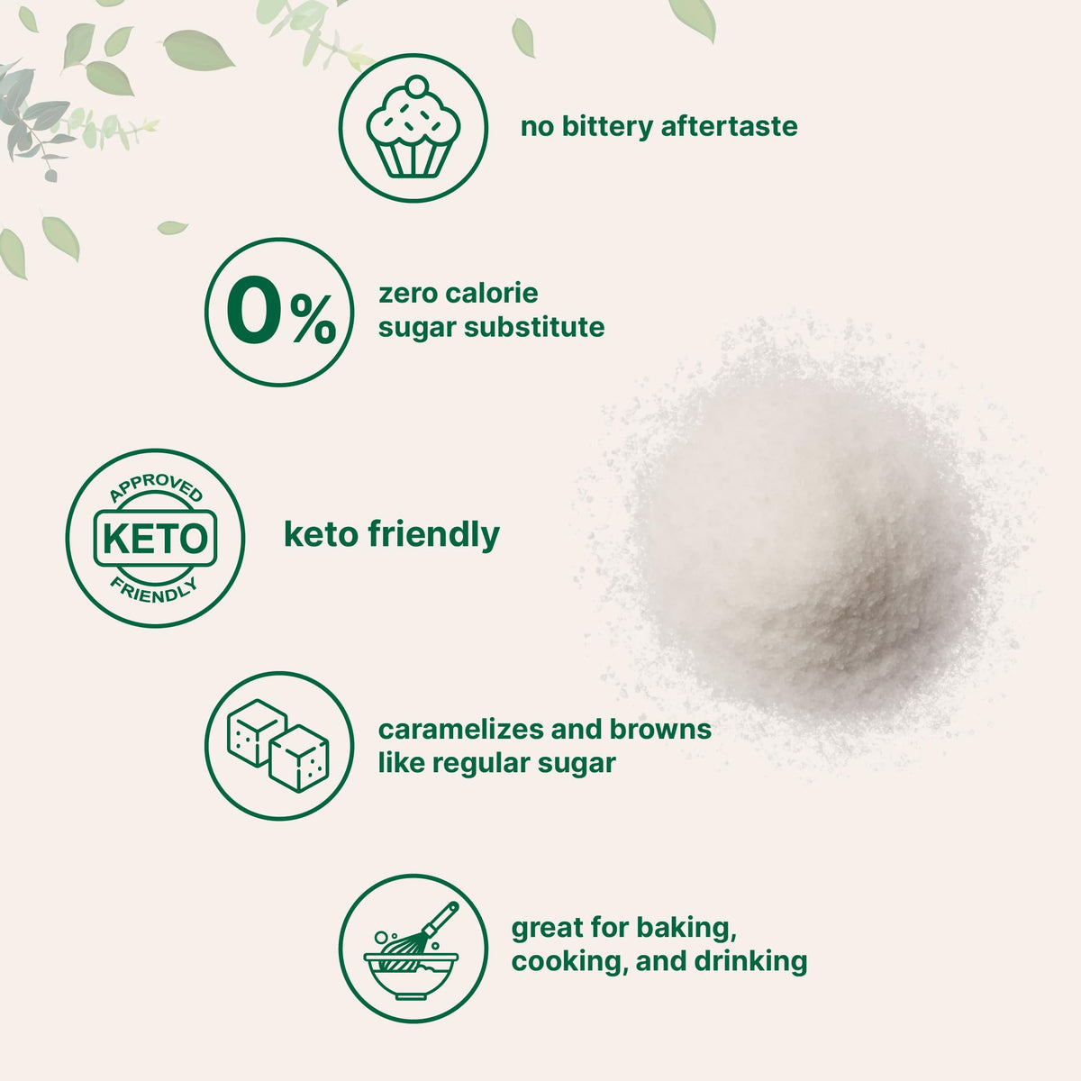 Micro Ingredients Allulose in coffee cup, zero-calorie sweetness with no aftertaste