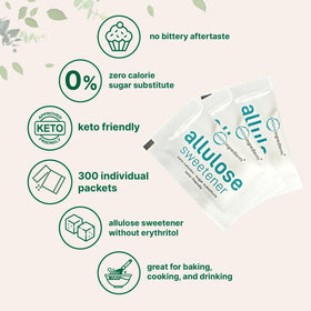 Close-up of Micro Ingredients allulose packaging showing purity and non-GMO ingredients.