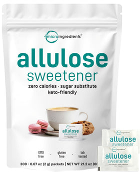 Micro Ingredients allulose packets, front view, zero-calorie sweetness for daily use.