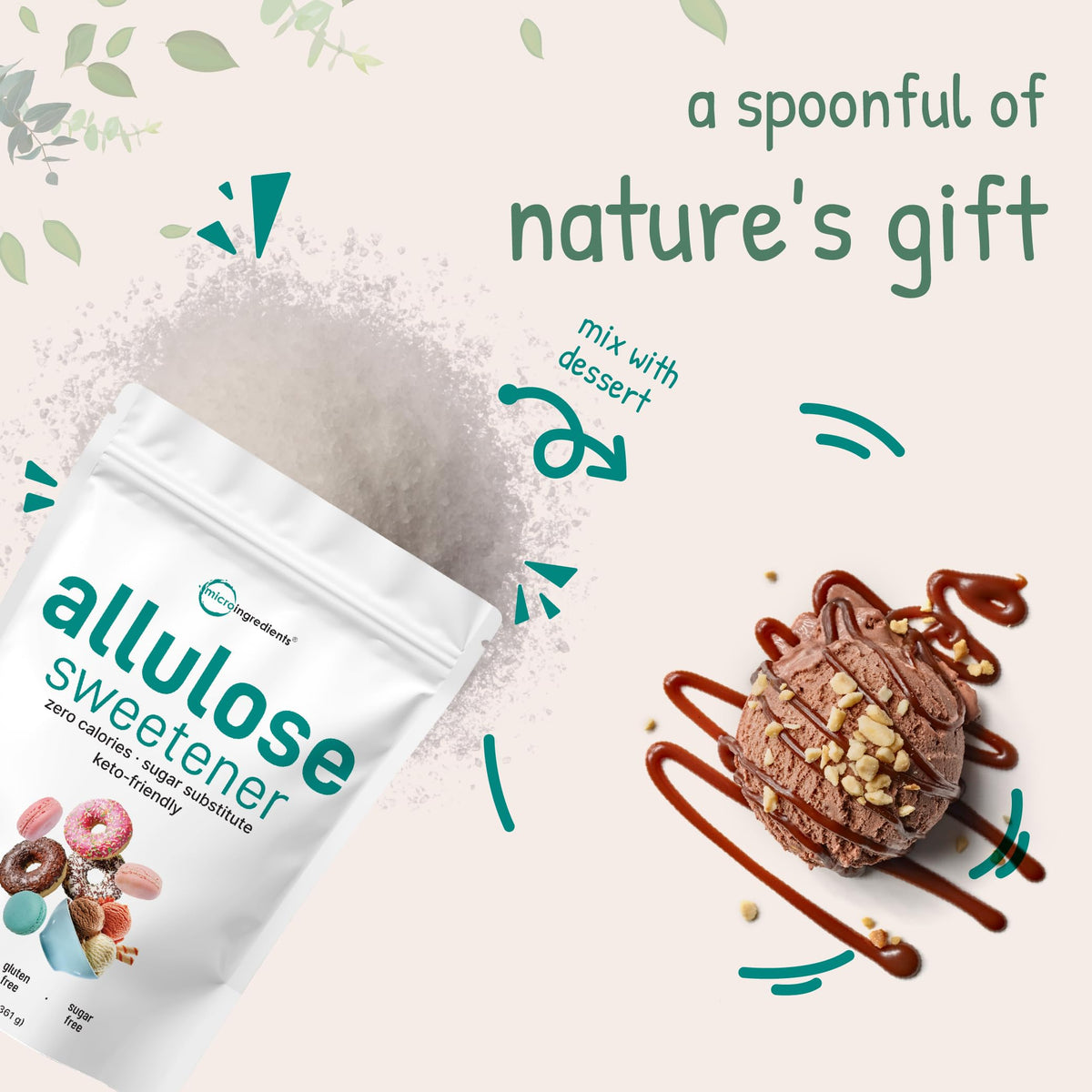 Micro Ingredients Allulose powder close-up highlighting concentrated sweetness