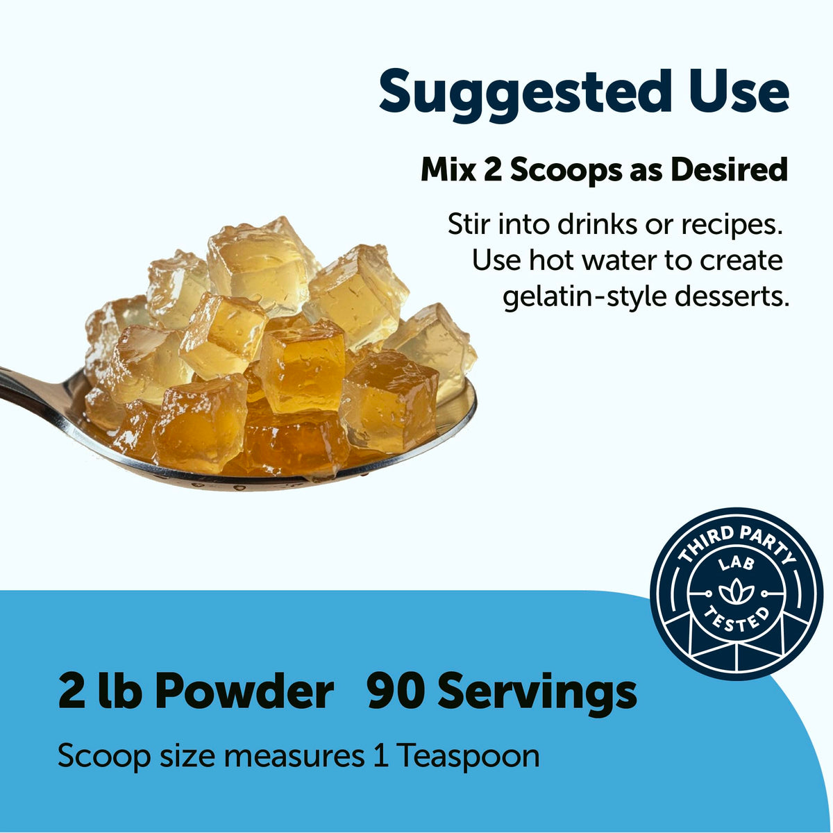 Label on Micro Ingredients beef gelatin powder bag highlights non-GMO and grass-fed sourcing.