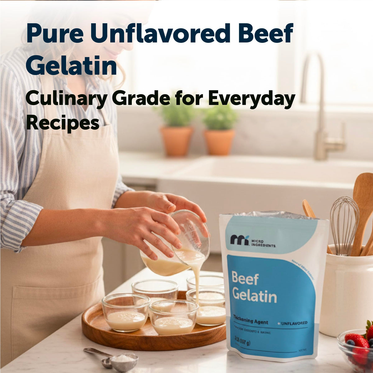 Beef gelatin powder used in soups, stews, and sauces for improved texture.