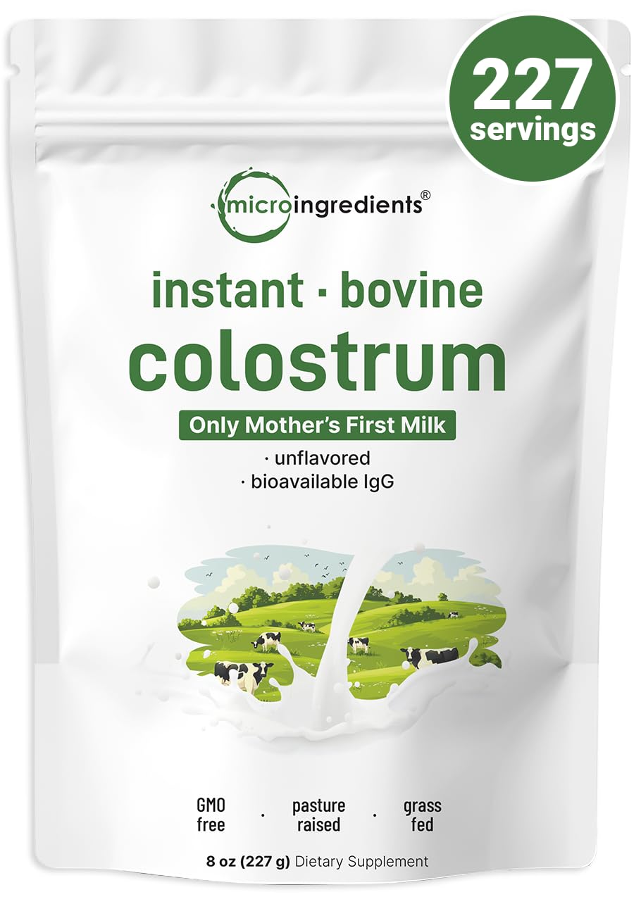 Micro Ingredients bovine colostrum powder bottle for daily immune support.