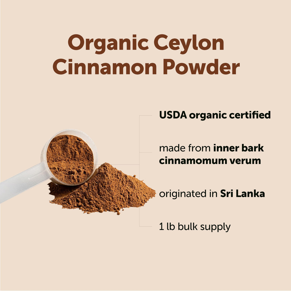 Scoop of Micro Ingredients Ceylon cinnamon powder for precise measuring
