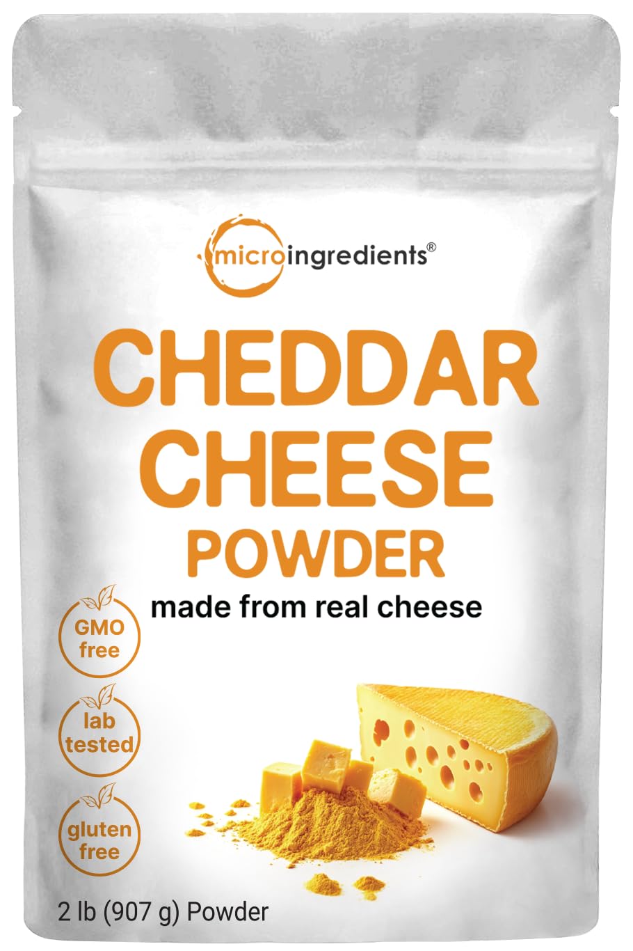 Micro Ingredients cheddar cheese powder bulk pack ready to season sauces and snacks.