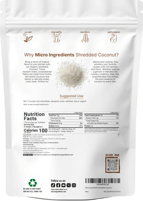 Micro Ingredients Coconut Flakes being poured into a bowl for smoothies