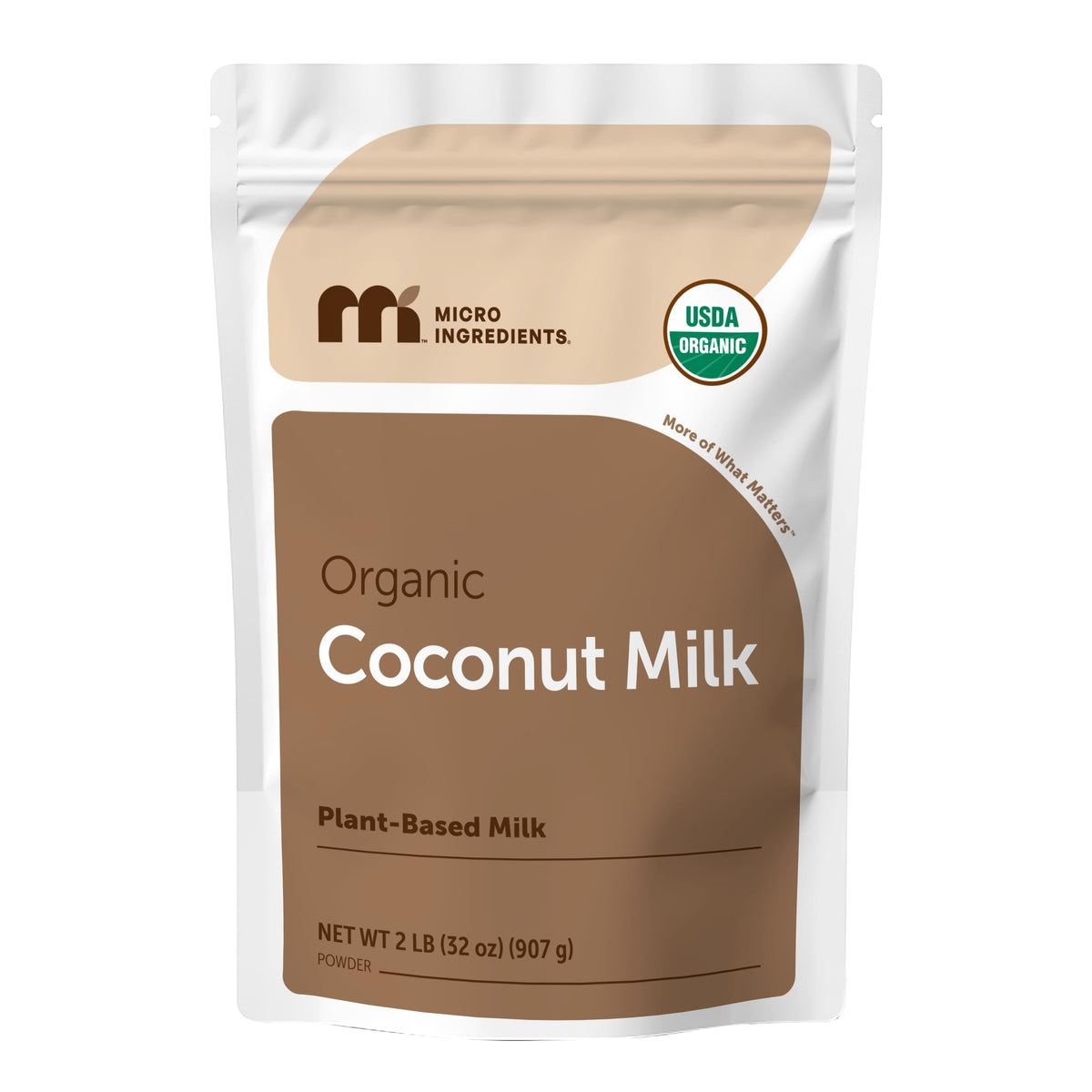 Micro Ingredients coconut milk powder package front showing dairy-free creamer option for coffee