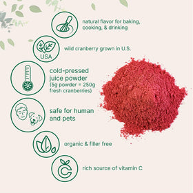 Cranberry powder shaken into a glass from Micro Ingredients hints at smooth texture.