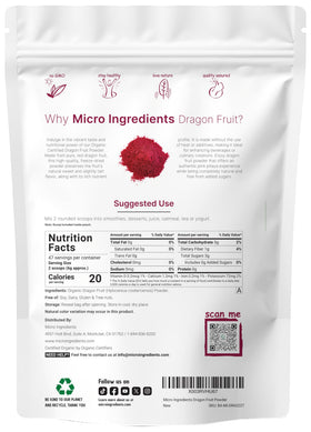 Micro Ingredients Dragon Fruit Powder scoop for easy 2-scoop portions