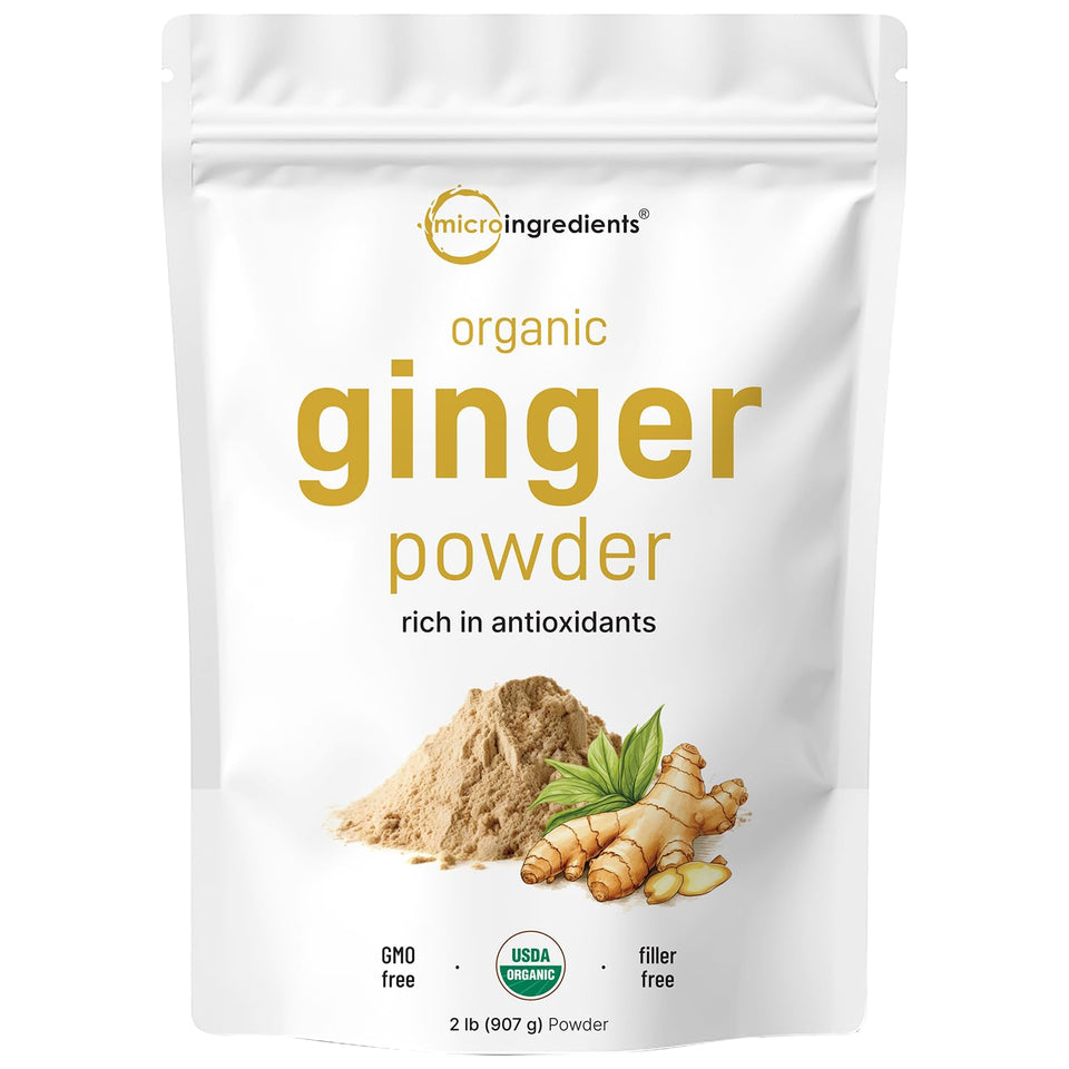 Micro Ingredients Organic Ginger Powder 2lbs canister for cooking and baking.