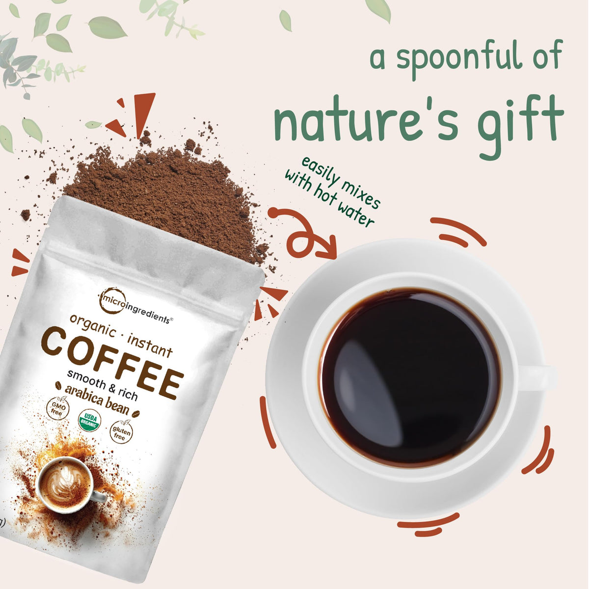 Micro Ingredients gluten-free non-GMO coffee ideal for home or travel.