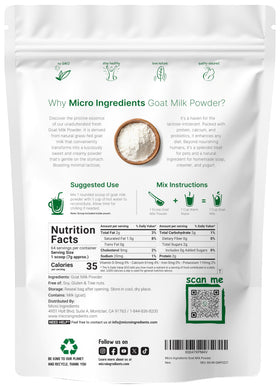 Micro Ingredients goat milk powder 1lb packaging—long shelf life for steady supply