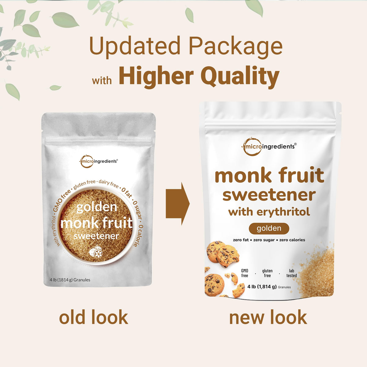 Micro Ingredients Golden Monk Fruit Sweetener with Erythritol dispenses easily for coffee and tea.