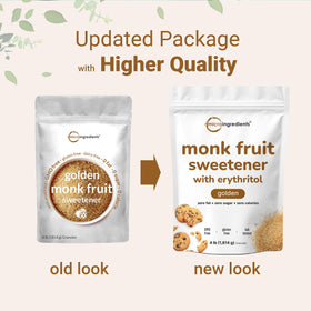 Micro Ingredients Golden Monk Fruit Sweetener with Erythritol dispenses easily for coffee and tea.