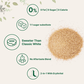 Micro Ingredients Golden Monk Fruit Sweetener ingredient-label closeup highlights clean, no-GMO formula.