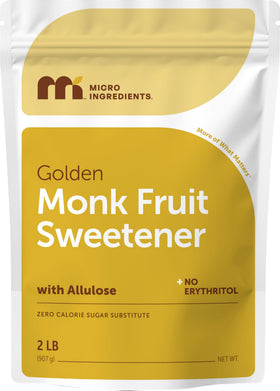 Micro Ingredients Golden Monk Fruit Sweetener pouch with rich brown sugar-like sweetness