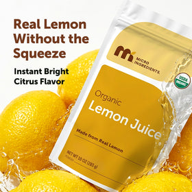 Lemon juice powder being added to a smoothie for brightness