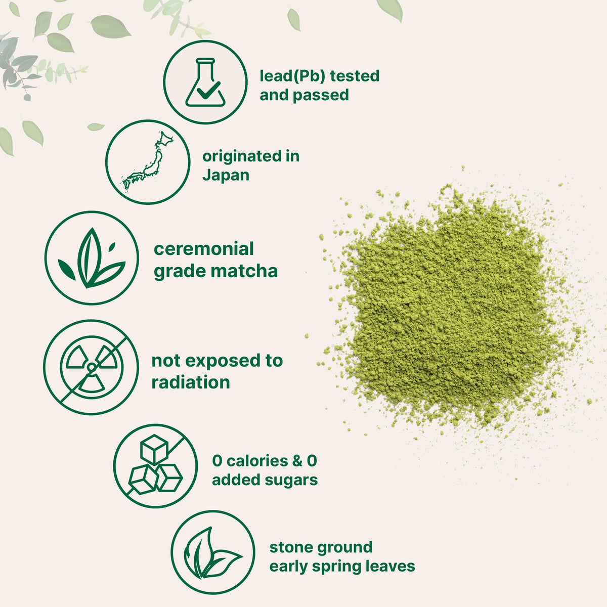 Micro Ingredients stone-ground process highlighting premium texture of matcha powder.