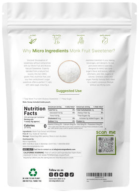 Close-up of monk fruit and allulose blend granules for smooth sweetness.