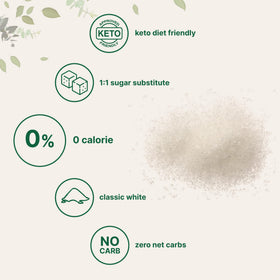 Monk fruit sweetener poured into coffee for clean sweetness.