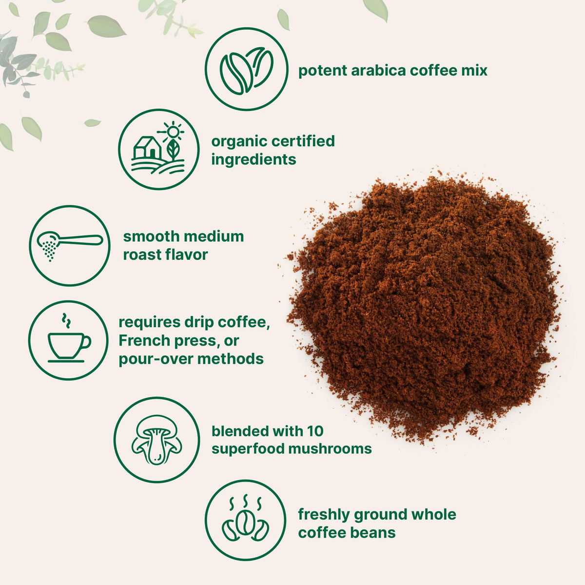 Brewing setup with drip coffee maker using Micro Ingredients mushroom coffee