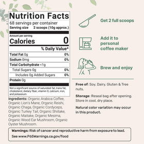 Micro Ingredients Organic 10 in 1 Ground Mushroom Coffee steaming cup highlighting aroma