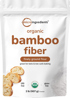 Micro Ingredients bamboo fiber powder bulk packaging for low-carb baking versatility.