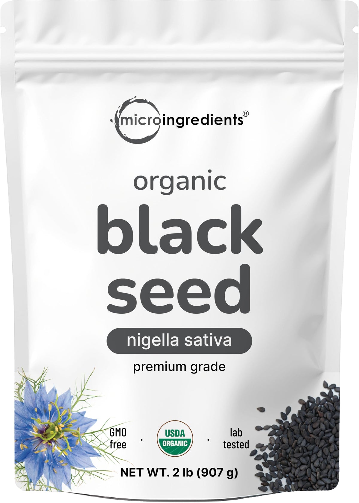Micro Ingredients organic black cumin seeds in a 2lb bulk pack for versatile cooking.