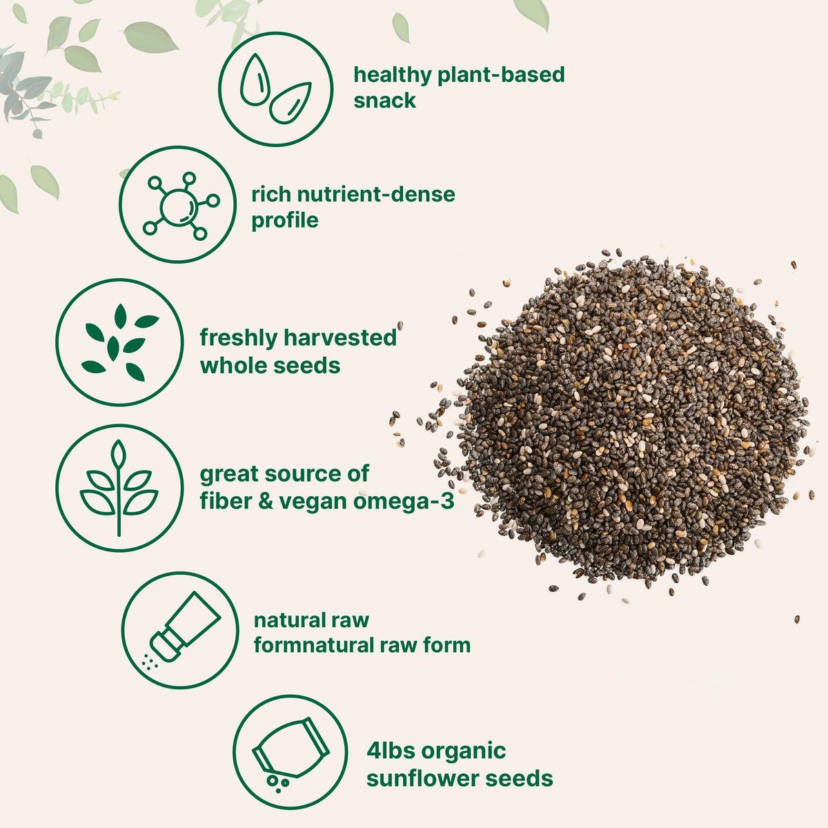 Micro Ingredients organic chia seeds pouring to thicken smoothies