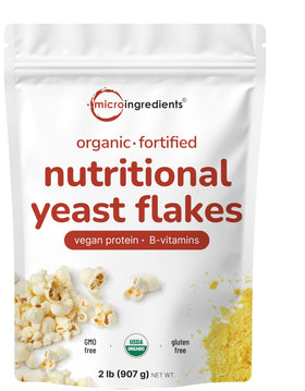 Micro Ingredients Organic Fortified Nutritional Yeast Flakes 2lb pack for vegan protein boost.