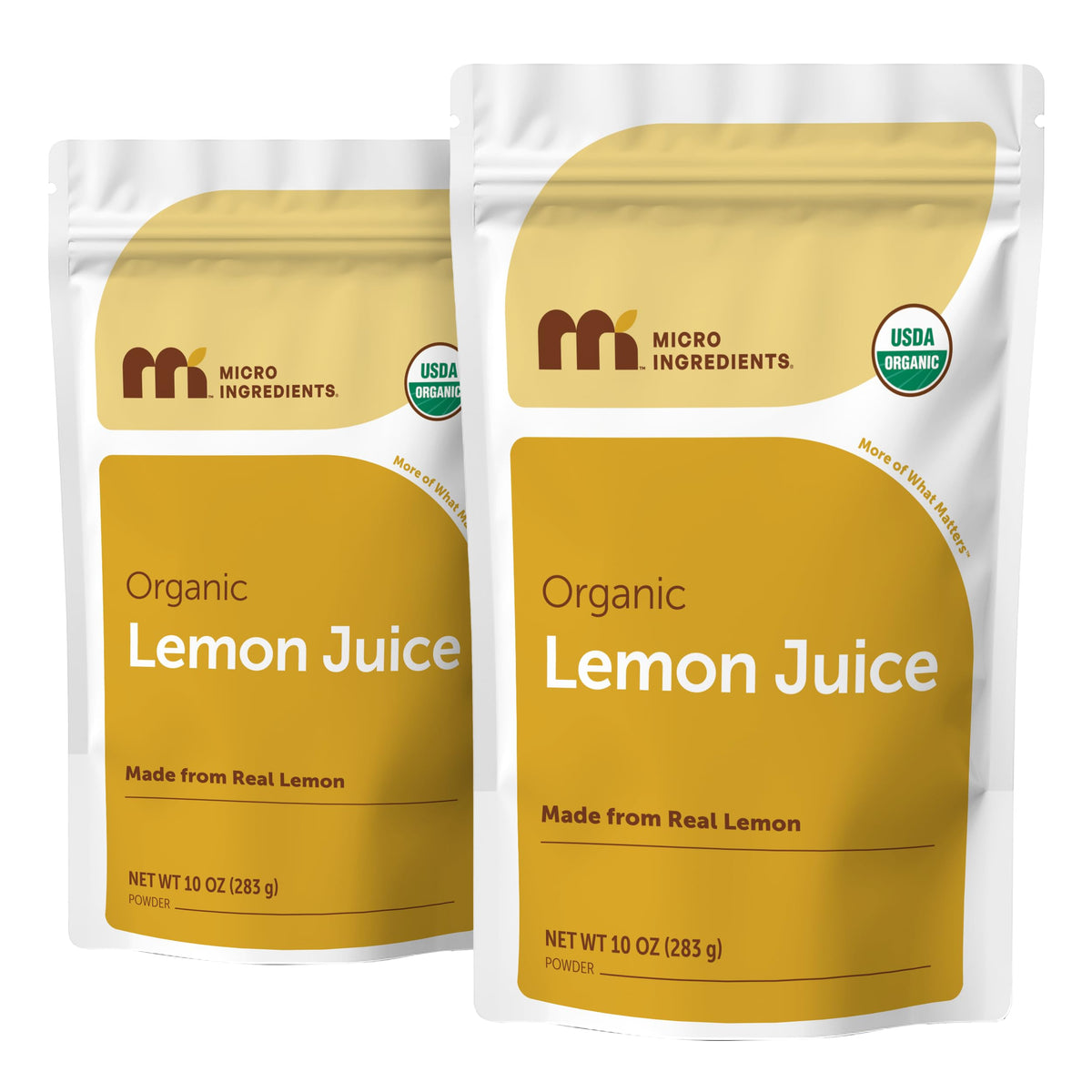 Micro Ingredients Organic Lemon Juice Powder 2-pack 10oz packaging, vegan-friendly.