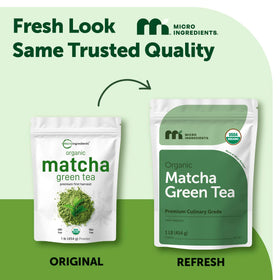 Micro Ingredients organic matcha powder jar ready for smoothies and lattes.