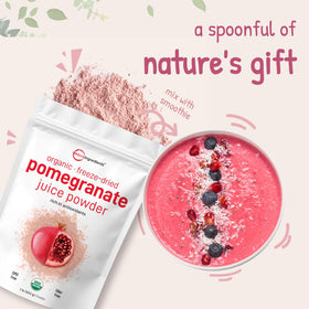 Micro Ingredients pomegranate powder being poured into a glass for beverages.