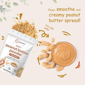 Micro Ingredients Pure PB flour-like powder in jar signals unsweetened, salt-free taste profile.