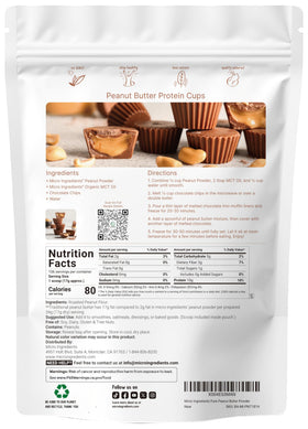 Micro Ingredients Pure PB peanut powder scoop demonstrates easy portioning for shakes.