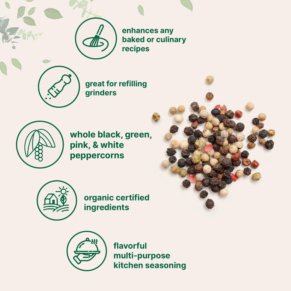 Micro Ingredients rainbow peppercorns measuring scoop makes refills quick and tidy.