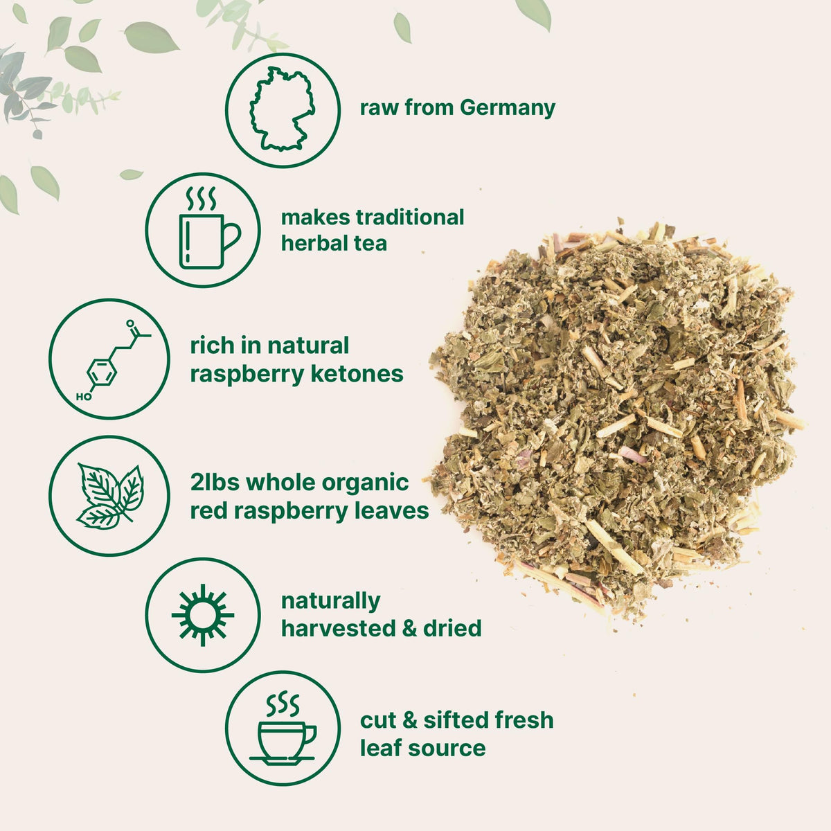 Micro Ingredients raspberry leaf tea in recyclable packaging supports eco friendly sourcing