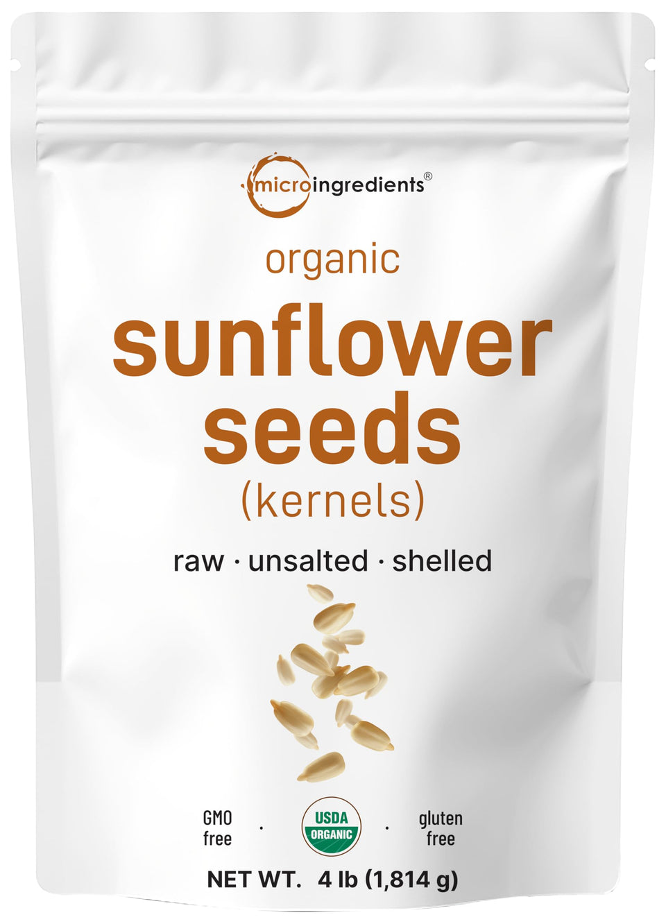 Micro Ingredients Organic Sunflower Seeds raw unsalted kernels for baking and snacking.