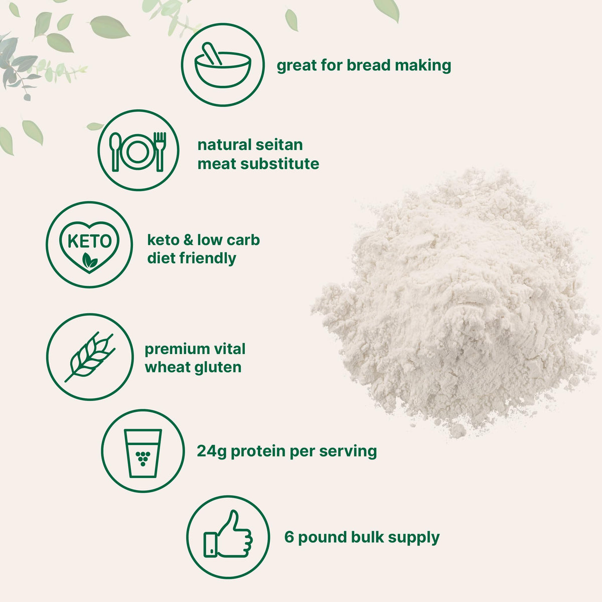 Micro Ingredients Vital Wheat Gluten provides 24g protein per serving for vegan baking.