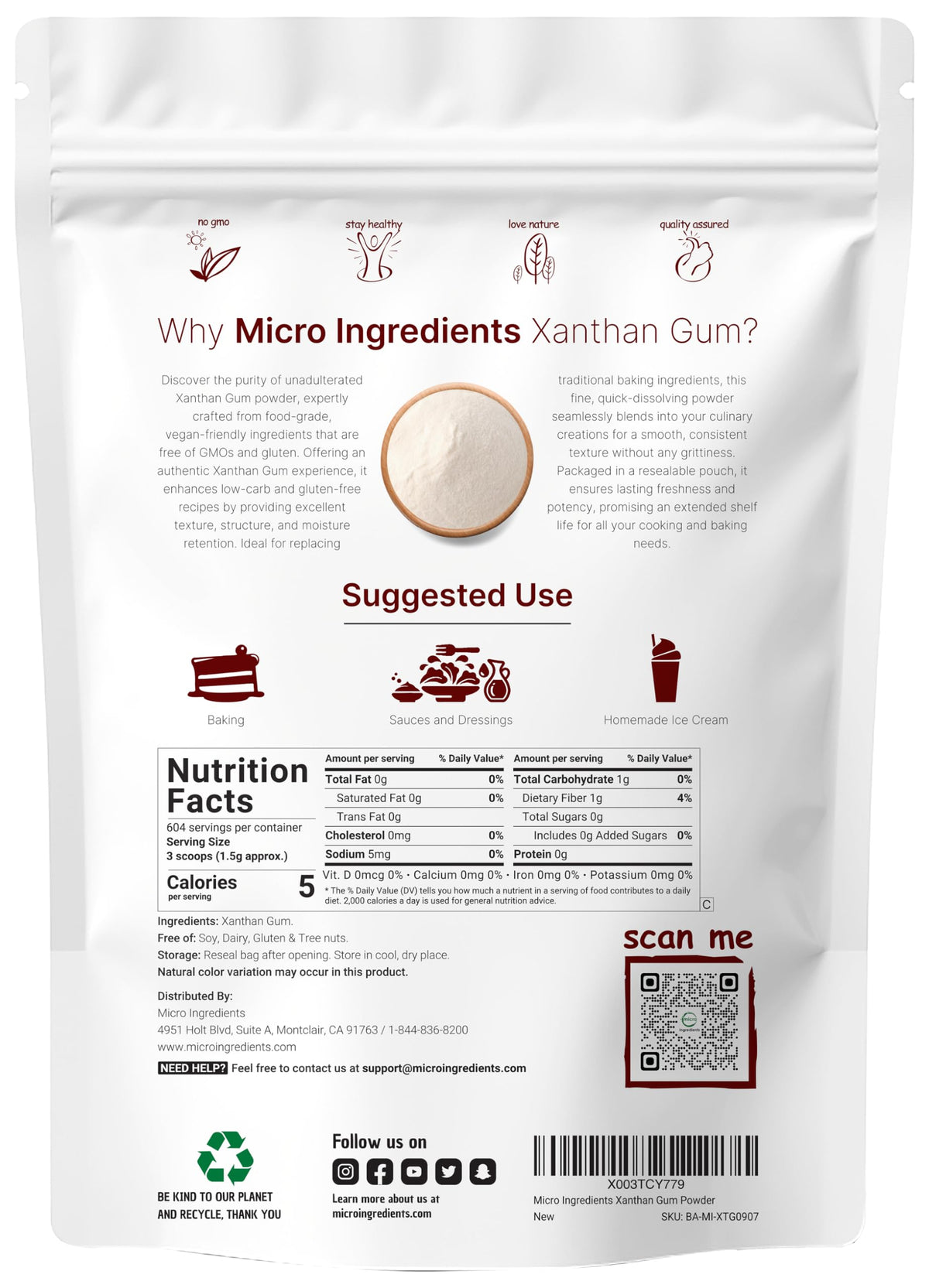 Fine texture close-up of Micro Ingredients Xanthan Gum Powder blending smoothly.
