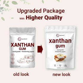 Scoop of Micro Ingredients Xanthan Gum Powder measured for recipes.